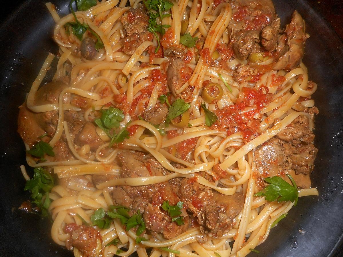 recette Linguines aux foies de volaille