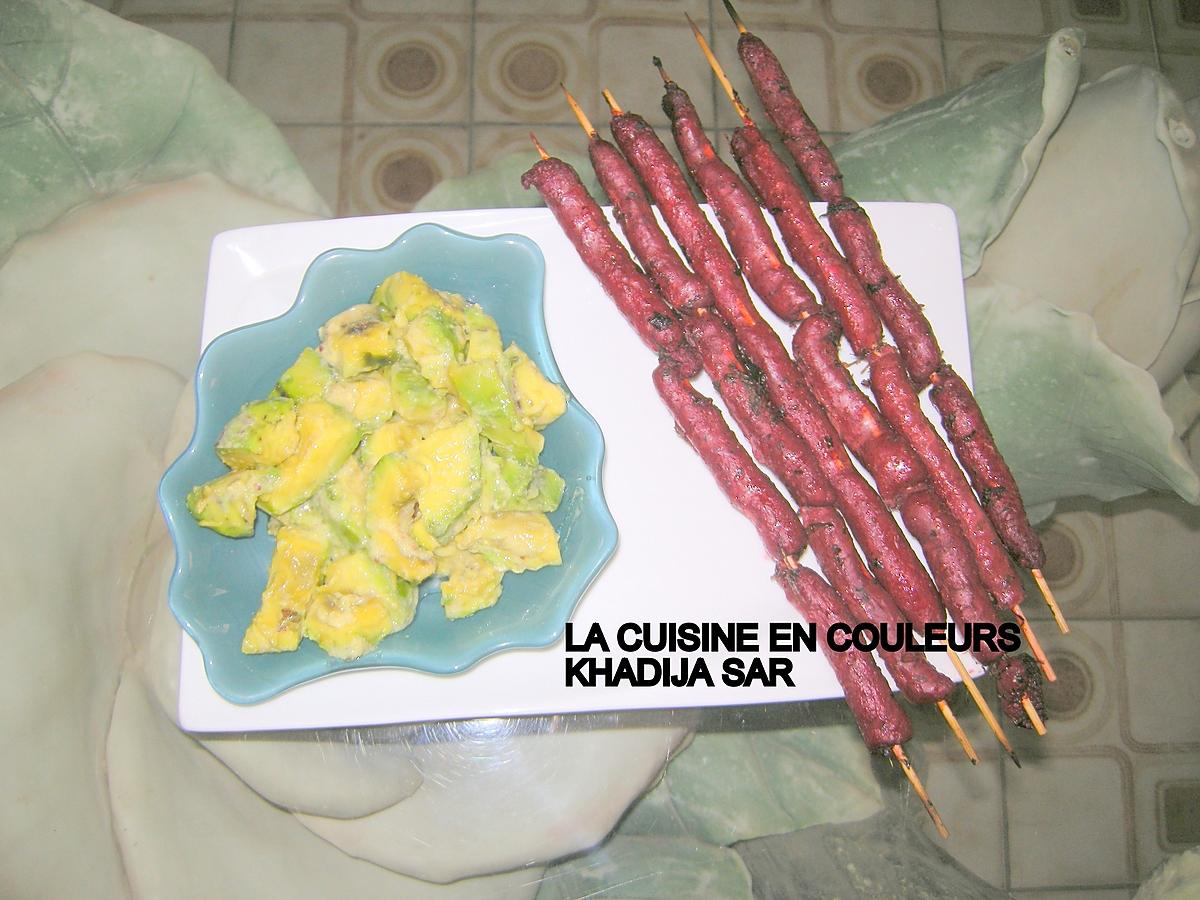 recette Brochettes de merguez au four/avocat fraicheur