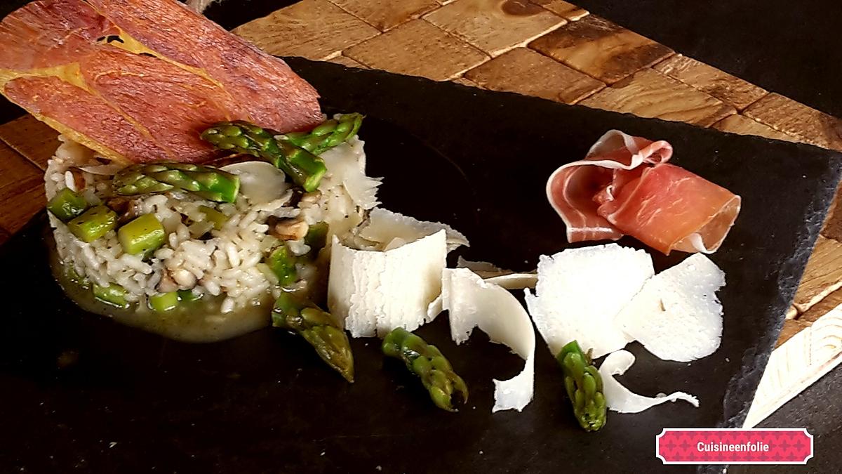 recette Risotto aux asperges, champignons et jambon cru