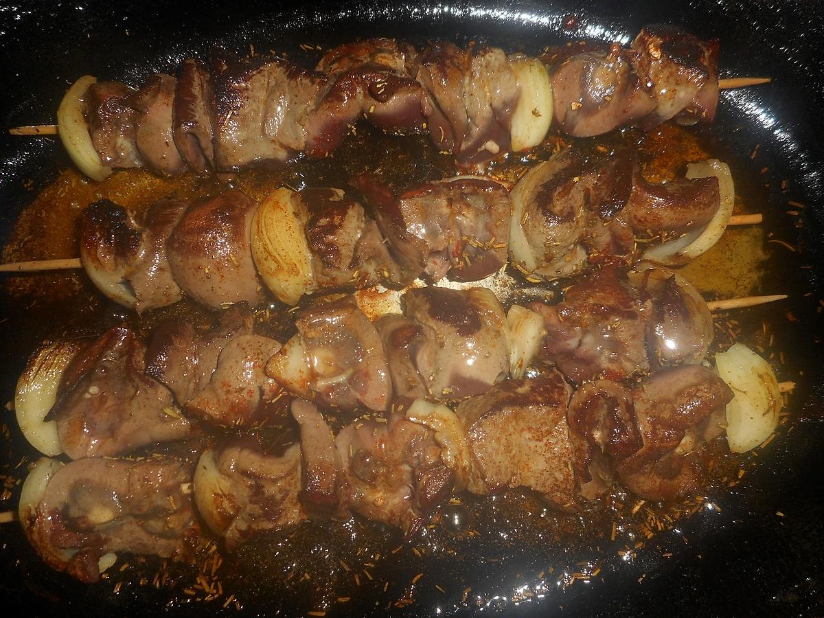 recette Brochettes de foie ,coeur, rognon de boeuf