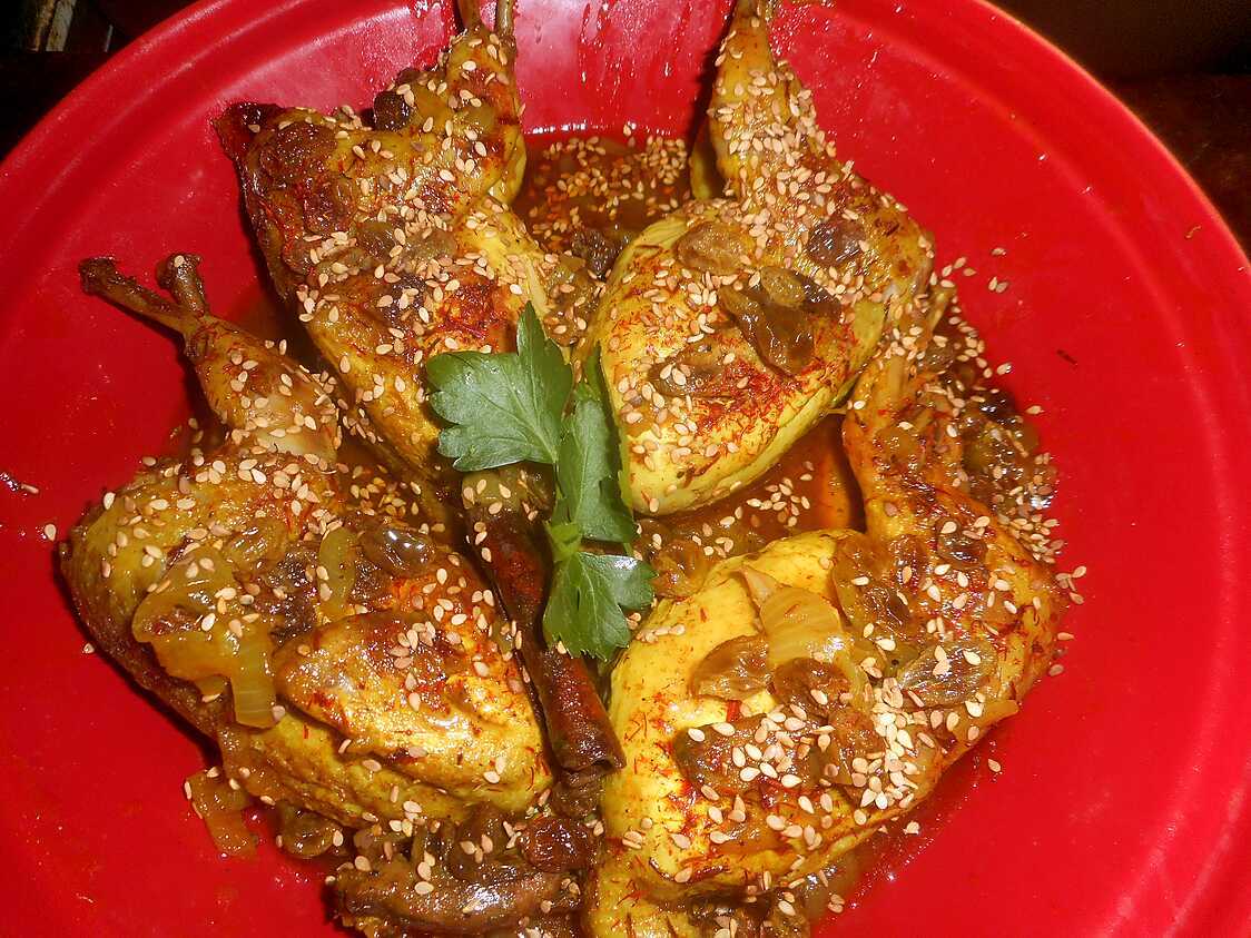 Recette de Tajine de cailles aux raisins secs