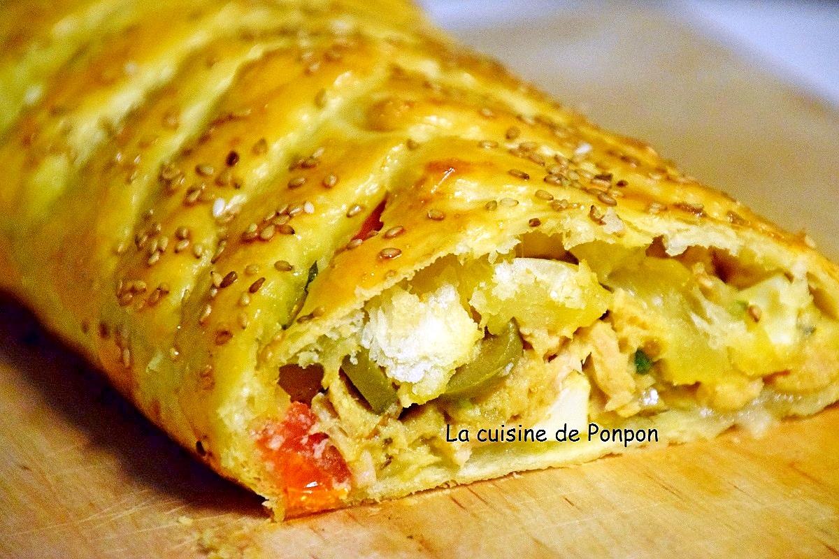 recette Feuilleté tressé au thon, olives et épices