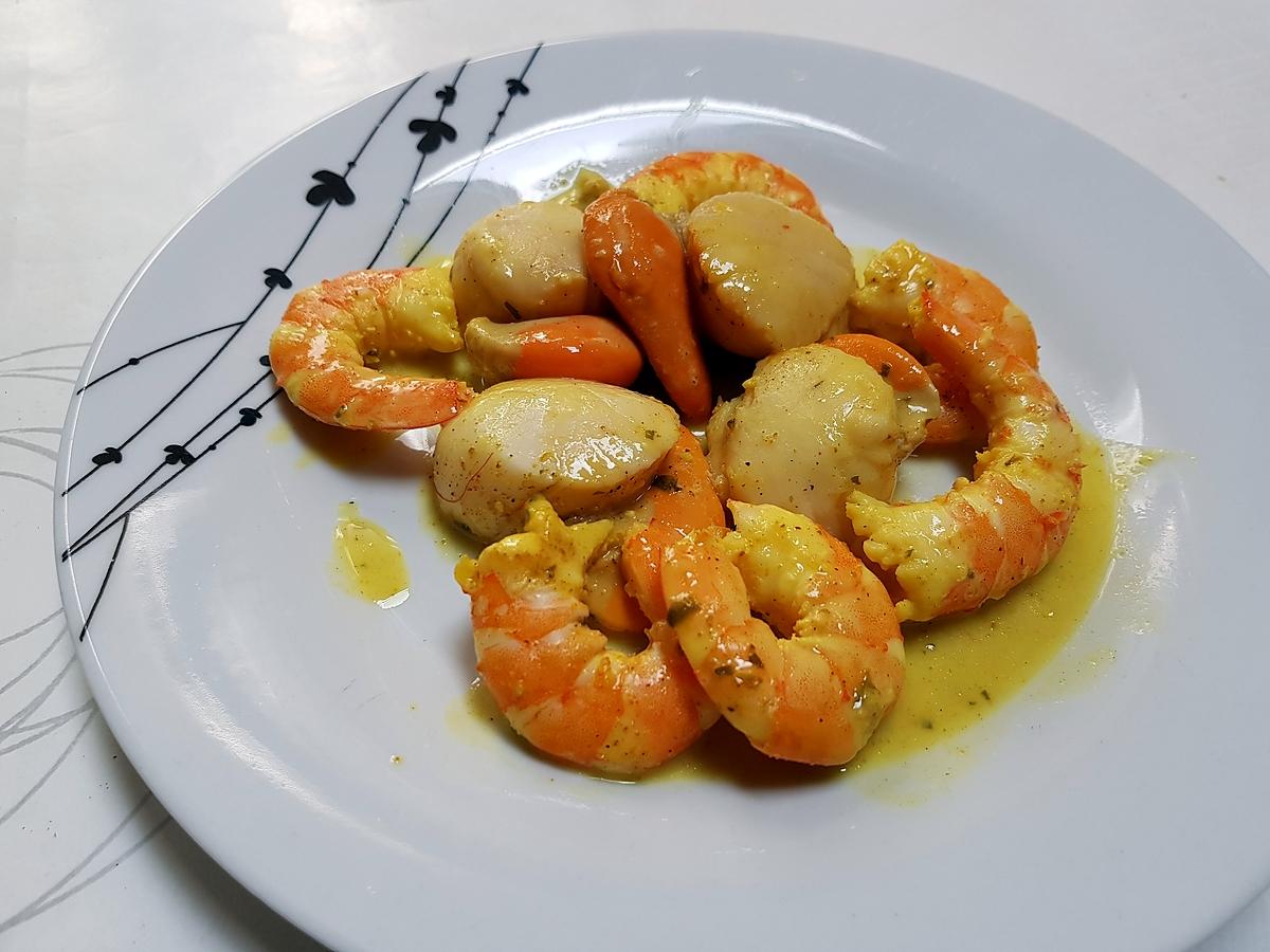 recette Saint Jacques et crevettes à l'orientale