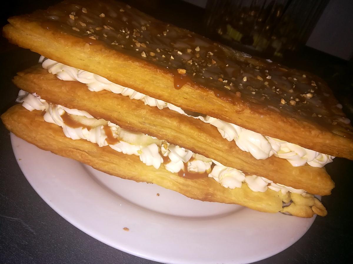 recette Milles feuilles mascarpone banane caramel