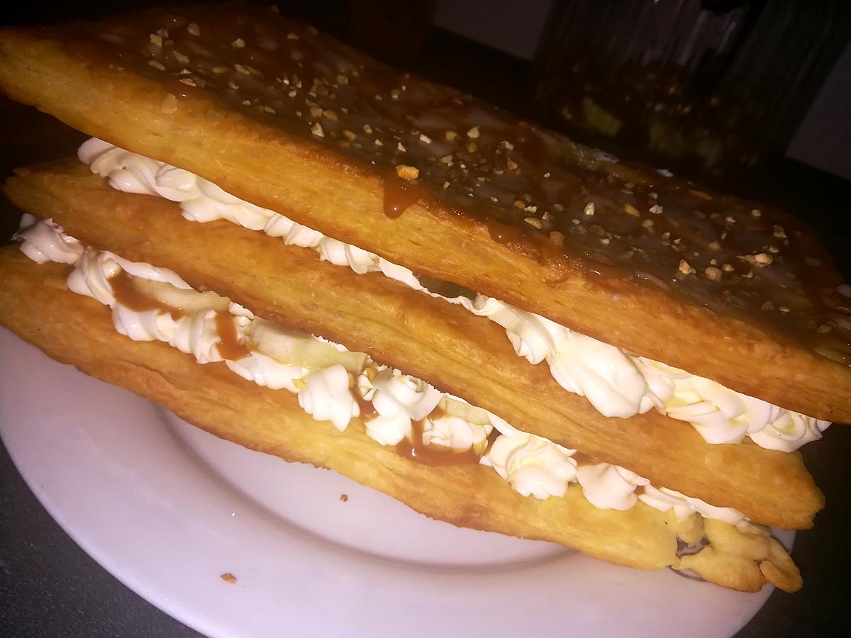 recette Milles feuilles mascarpone banane caramel