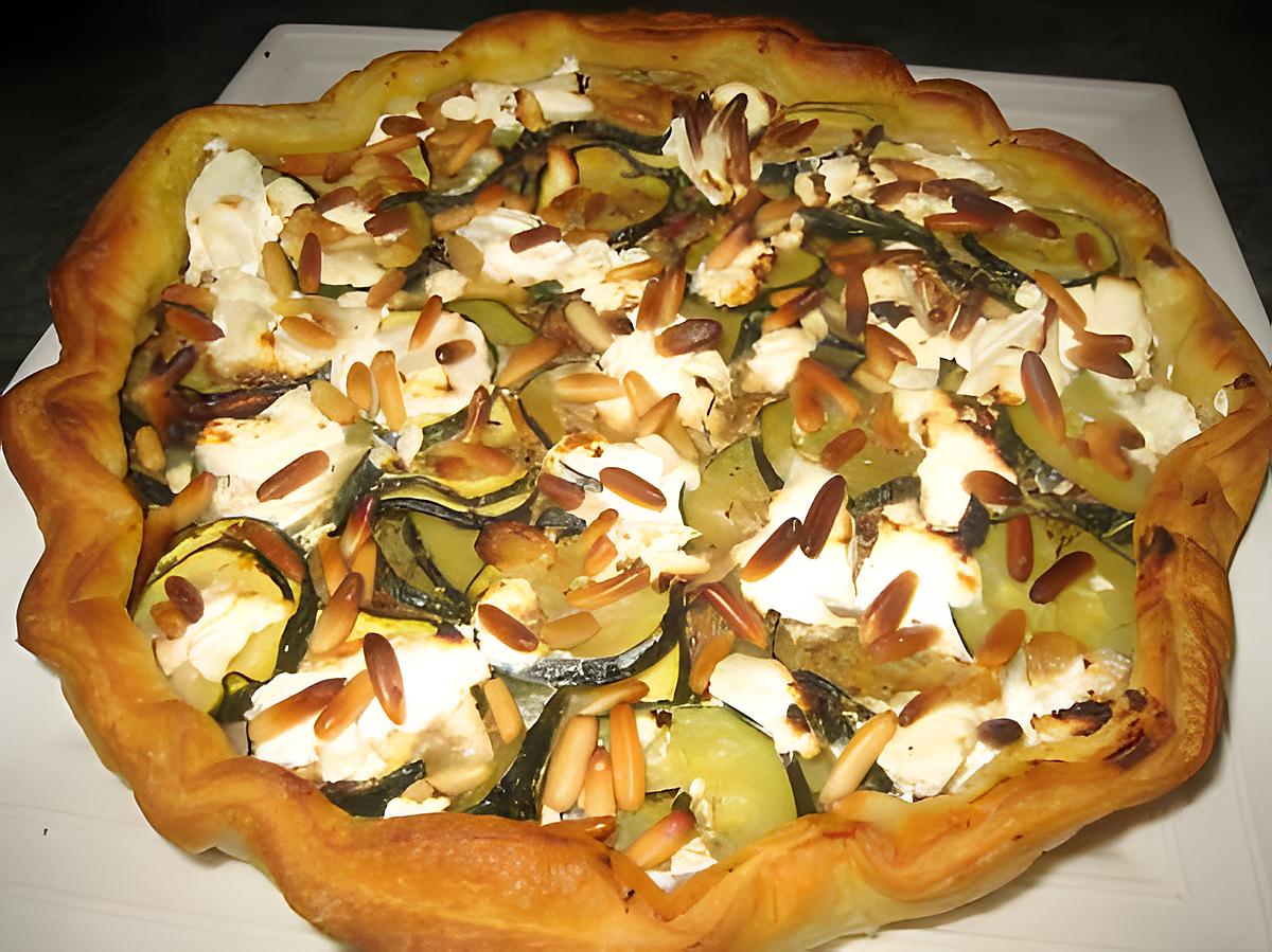 recette Tarte courgettes-chevre-pignons de pin