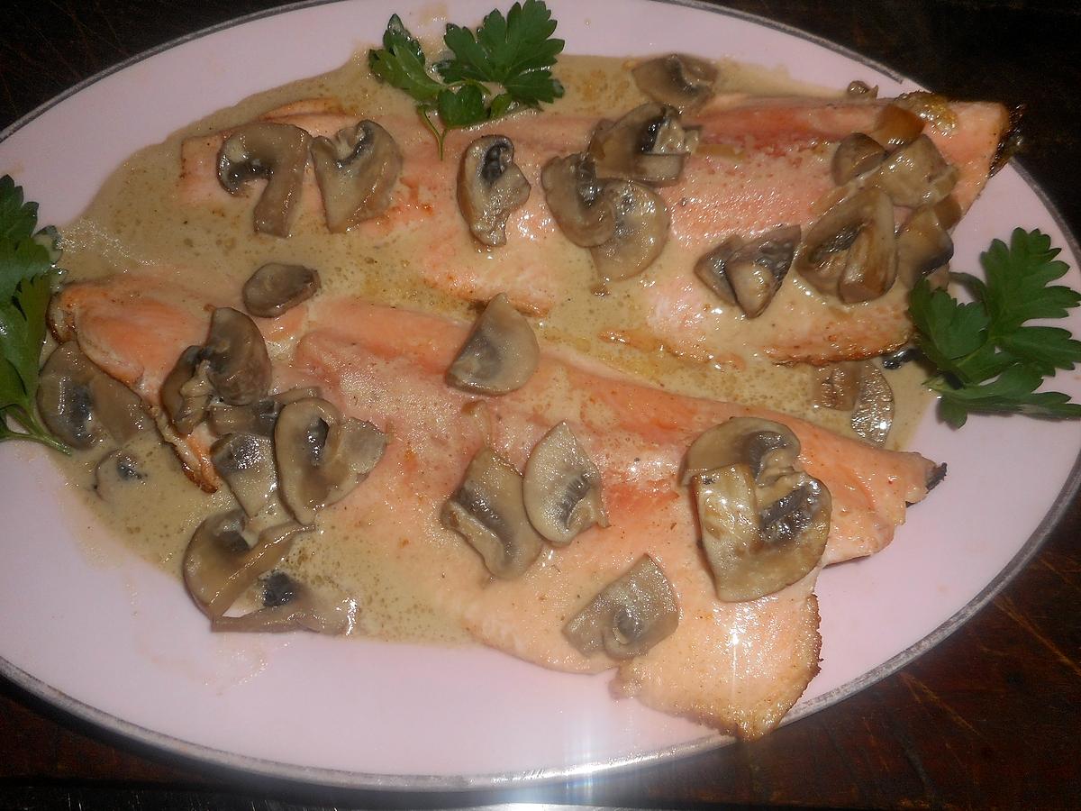 recette Filet de truite sauce creme aux champignons