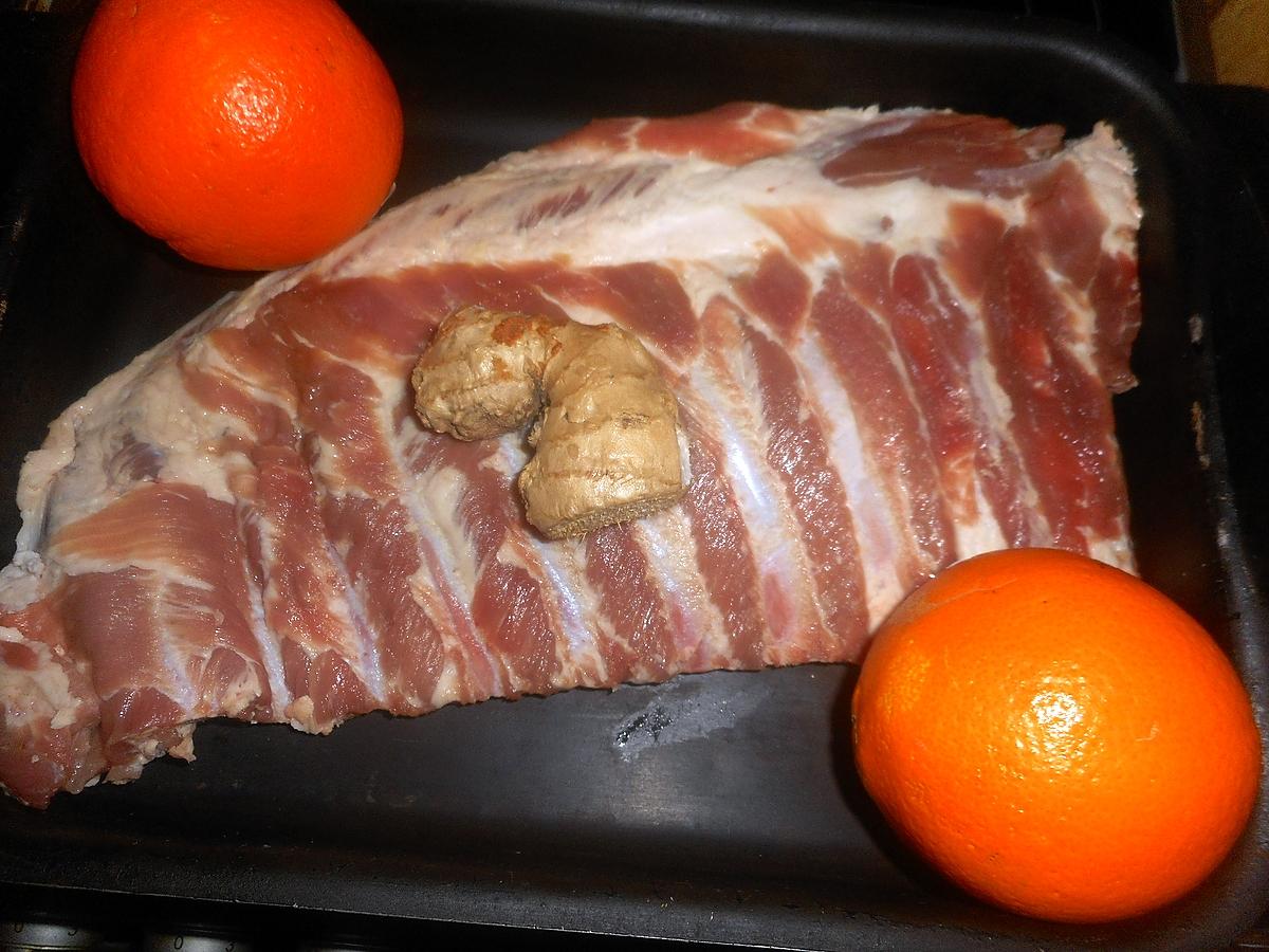 recette Plat de cote de porc à l orange,miel et gingembre