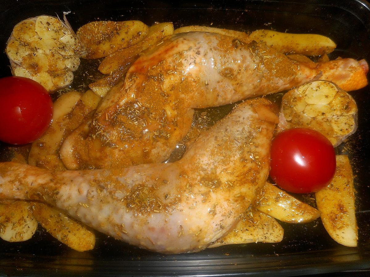 recette Cuisses de poulet,pommes de terre à la marocaine