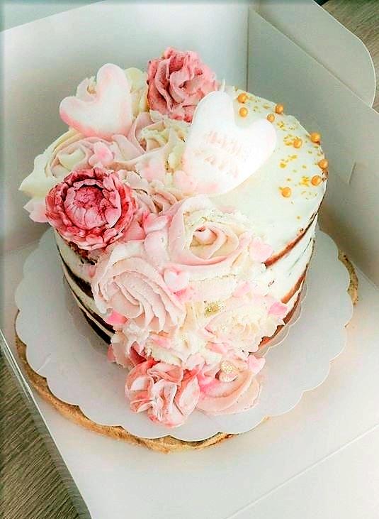 recette Naked-cake Fleurs et coeurs