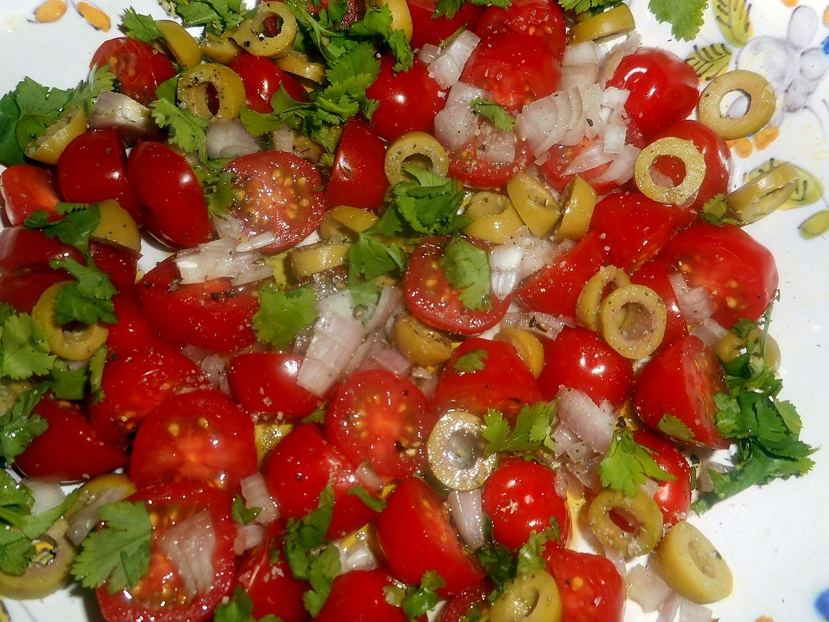 recette Salade de tomates cerises aux olives vertes