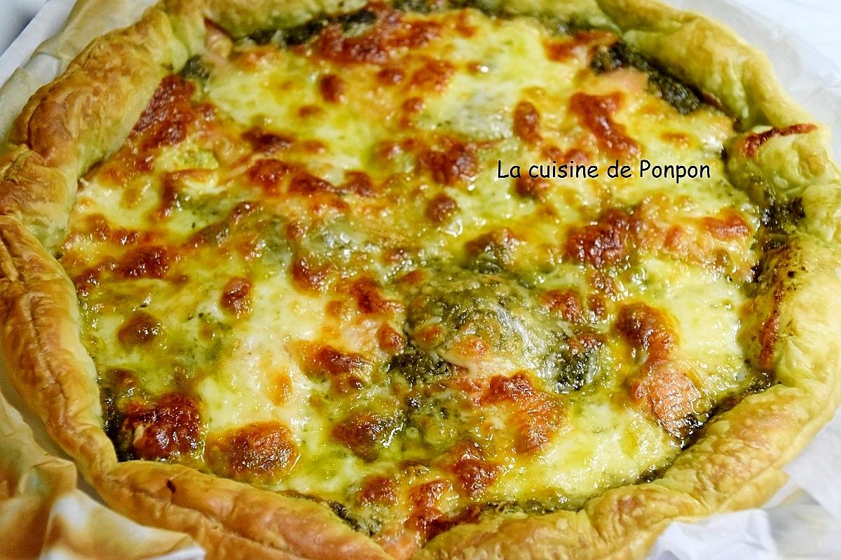 recette Tarte au pesto, saumon fumé et mozzarella