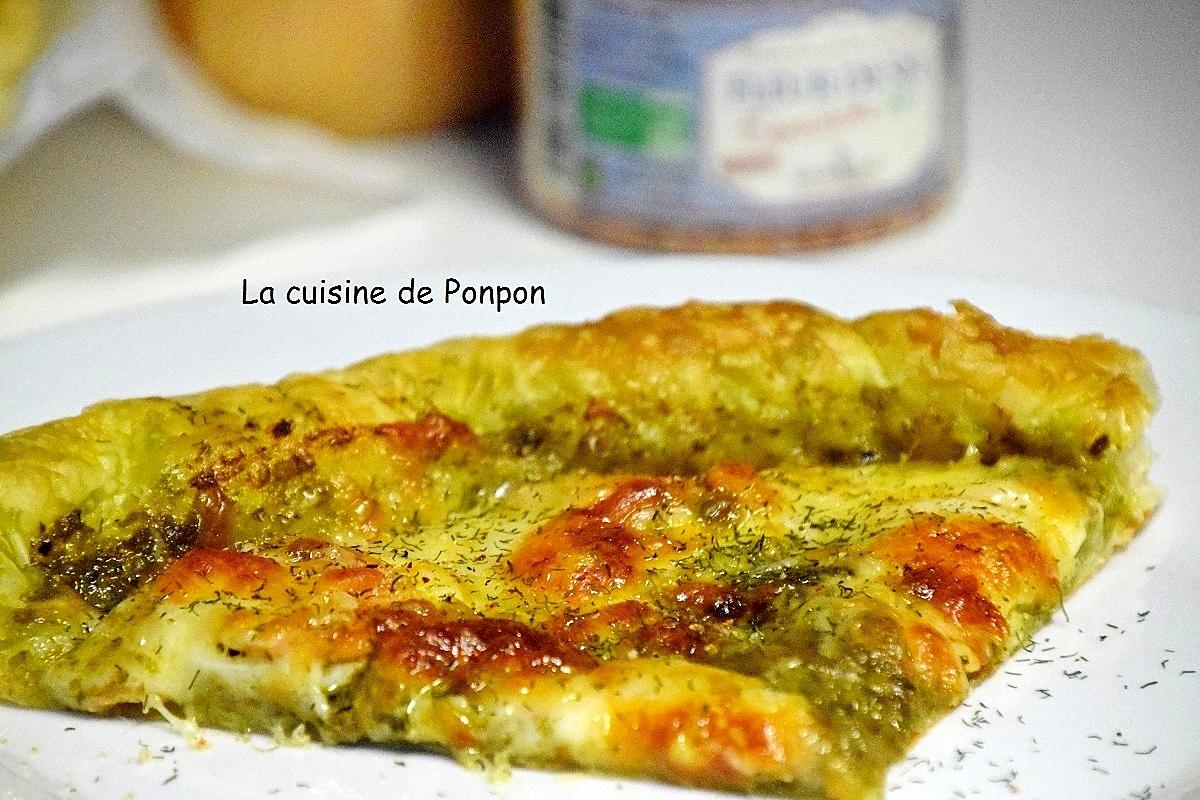 recette Tarte au pesto, saumon fumé et mozzarella