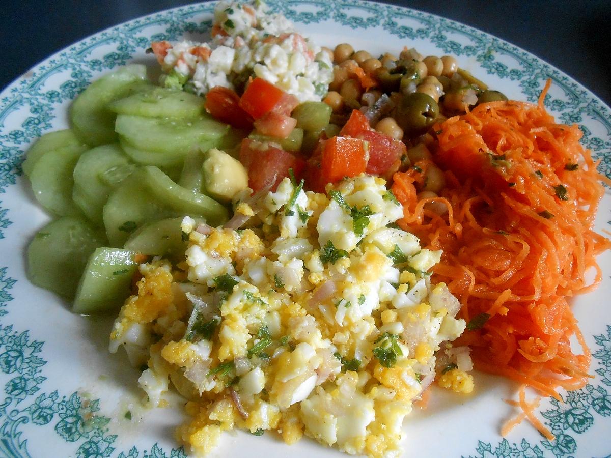 recette SALADE D'OEUF DUR VINAIGRETTE ET CRUDITES