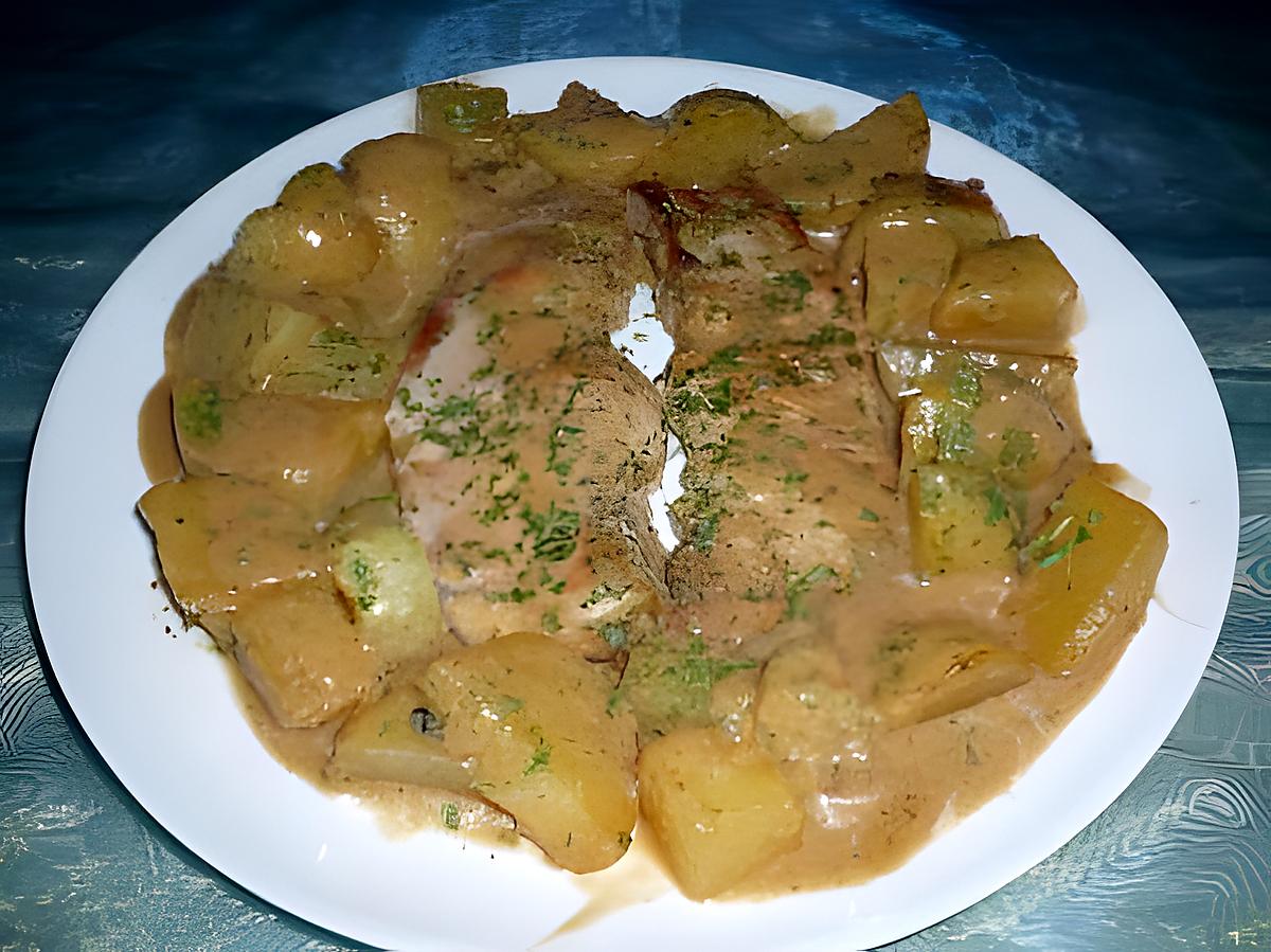 recette escalopes de porc pommes de terre/ moutarde