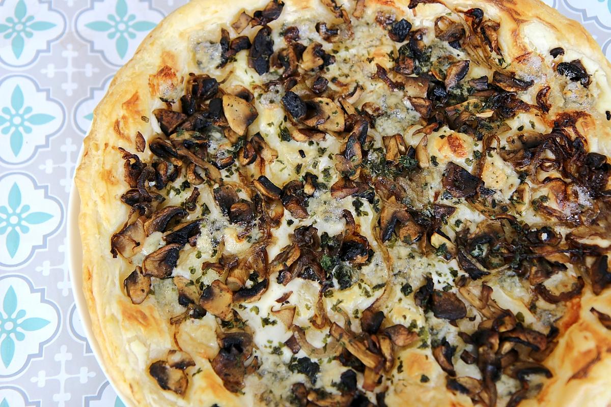 recette Tarte fine Champignons Gorgonzola