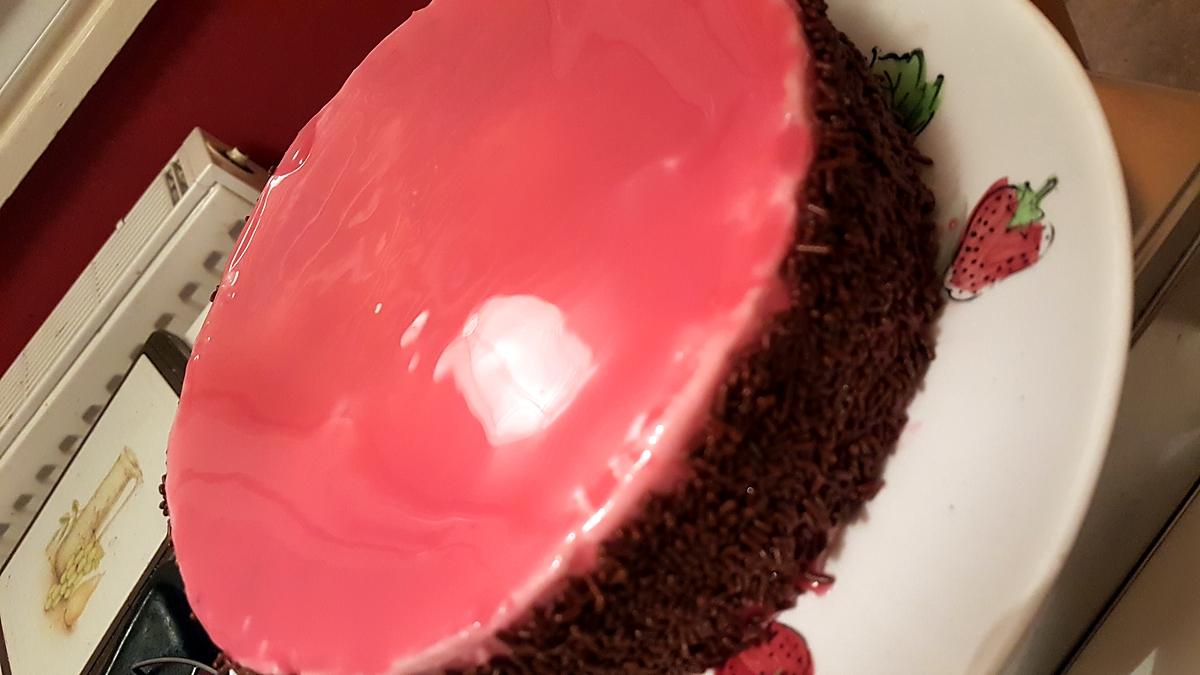 recette entremet framboise glaçage miroir