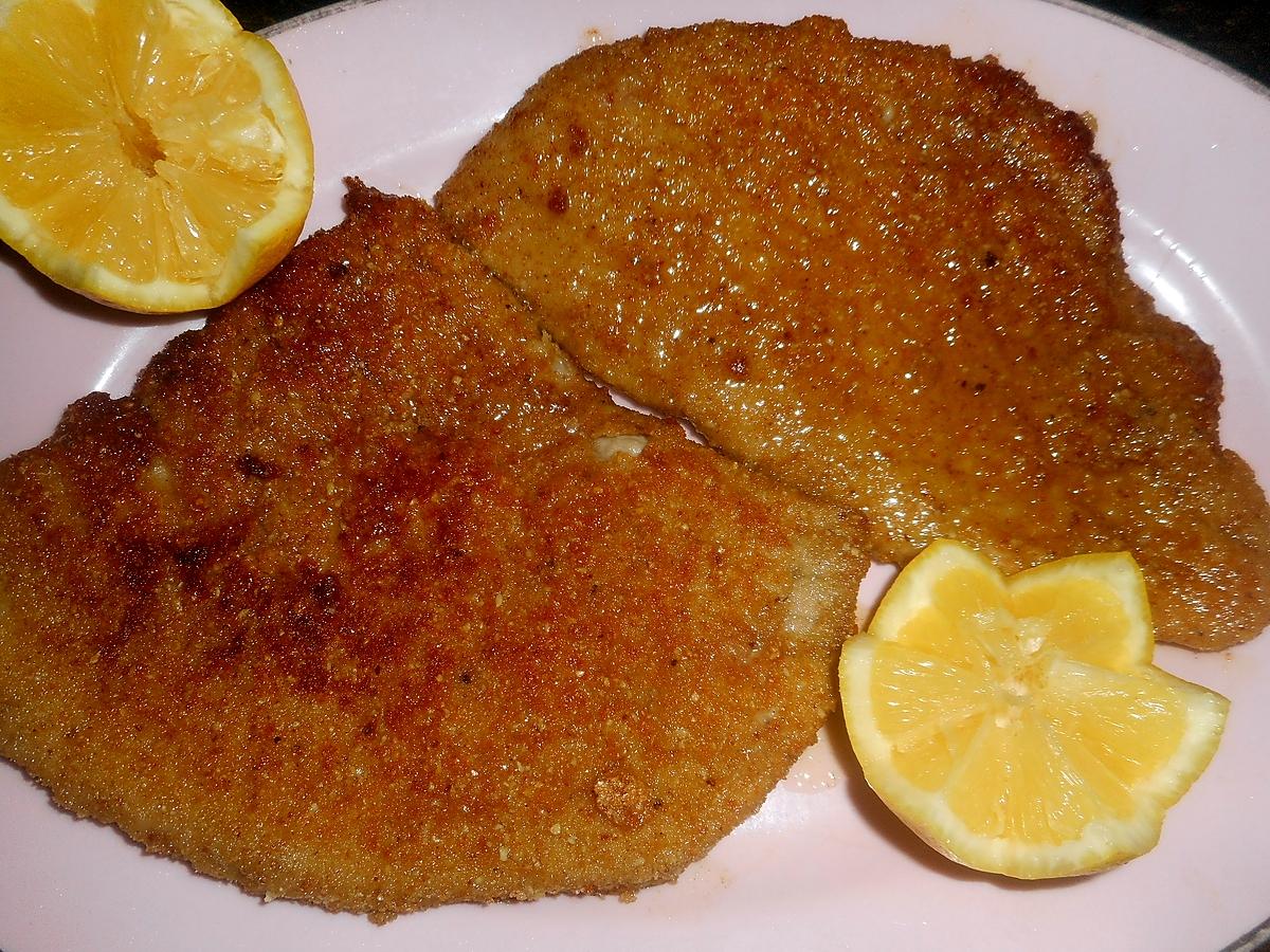 recette Escalope de veau panée, chapelure,poudre d amande,parmesan