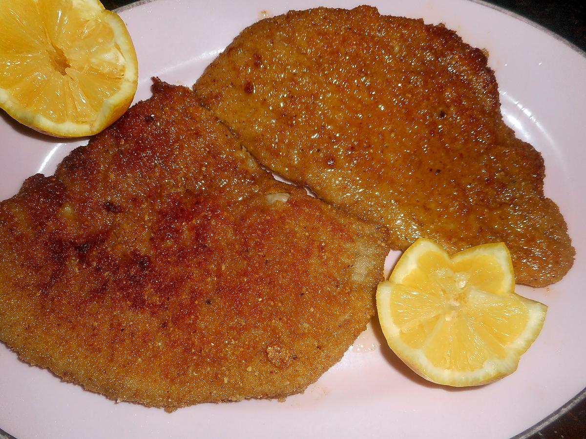 recette Escalope de veau panée, chapelure,poudre d amande,parmesan