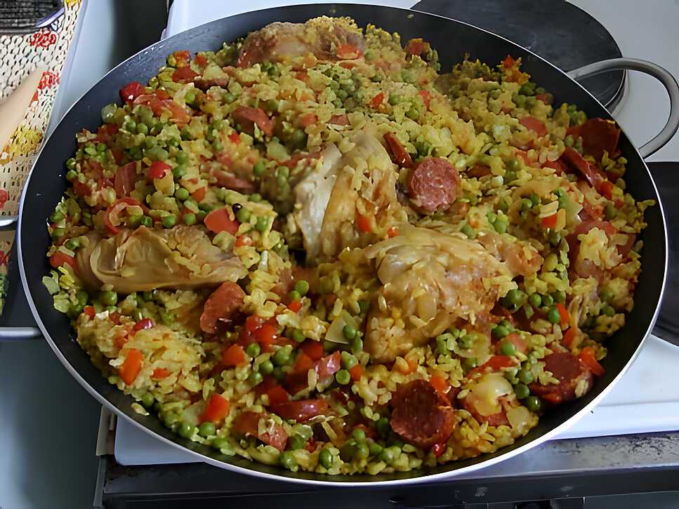 recette Paella catalane (poulet chorizo)