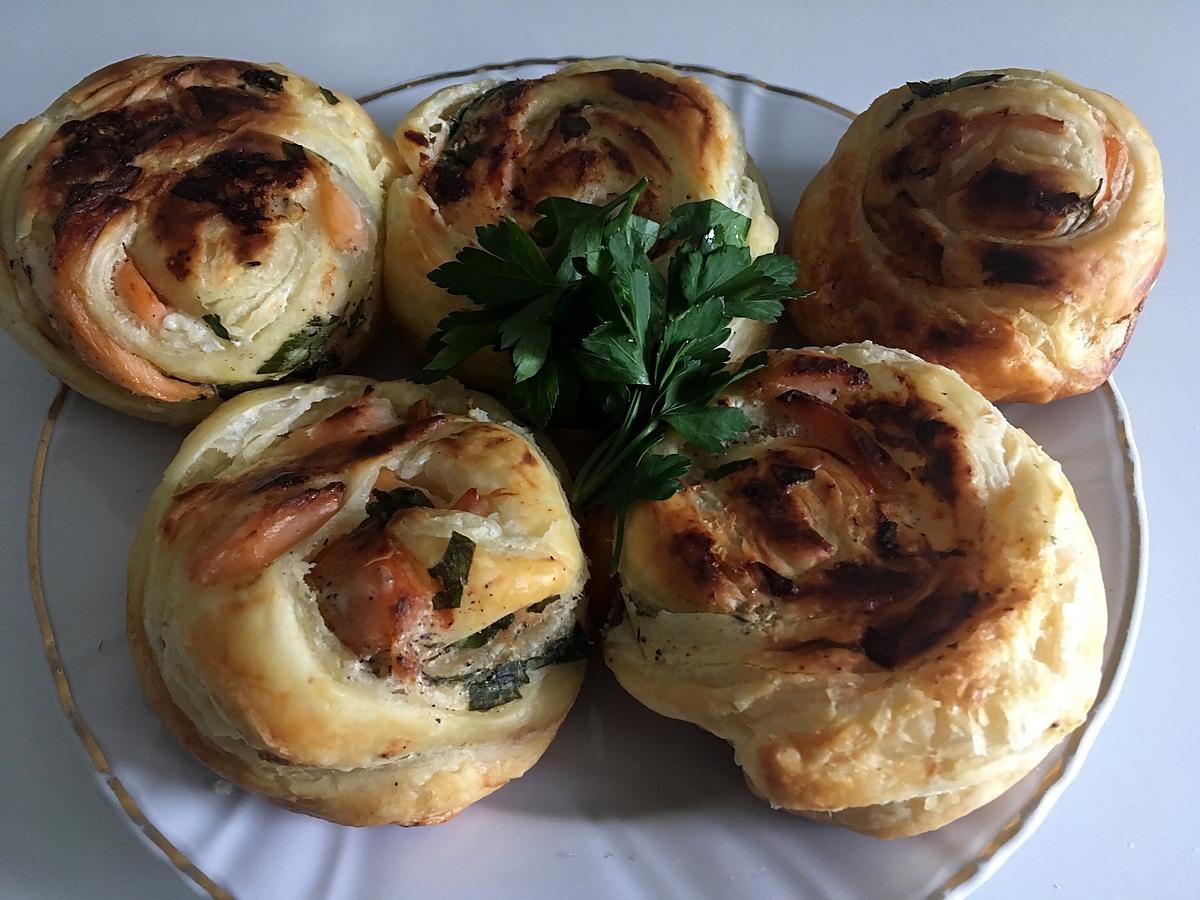 recette ESCARGOT FEUILLETÉE AU SAUMON FUMÉ