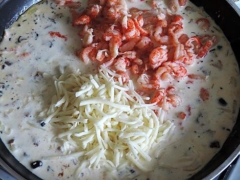 recette Pâtes et sauce crémeuse aux langoustines et champignons