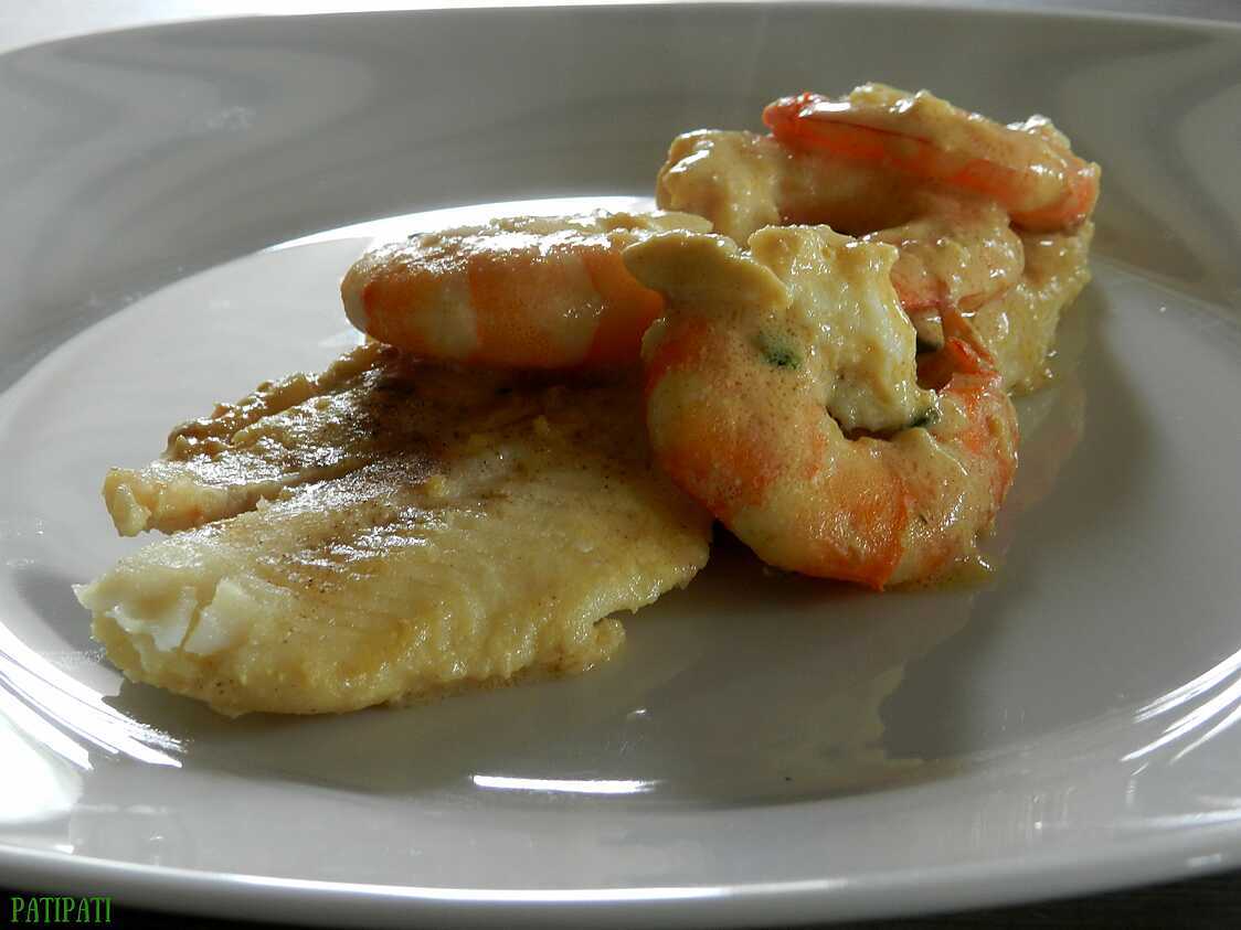 Recette de Filet de limande sauce à la moutarde et scampis