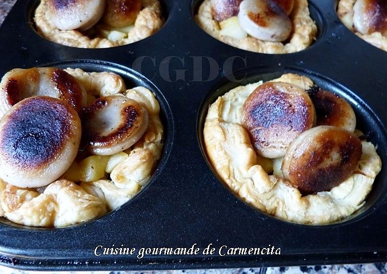 recette Feuilletés au boudin blanc truffé aux pommes et confit d'oignon au balsamique