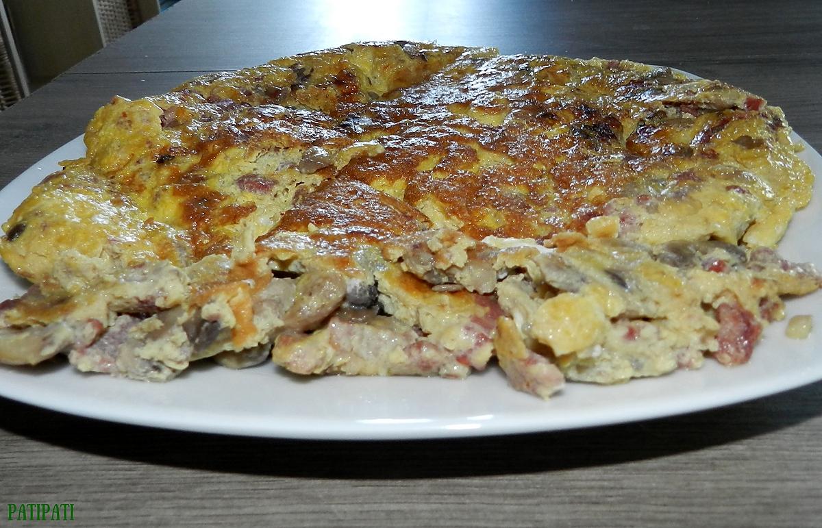 recette Omelette aux champignons et lardons