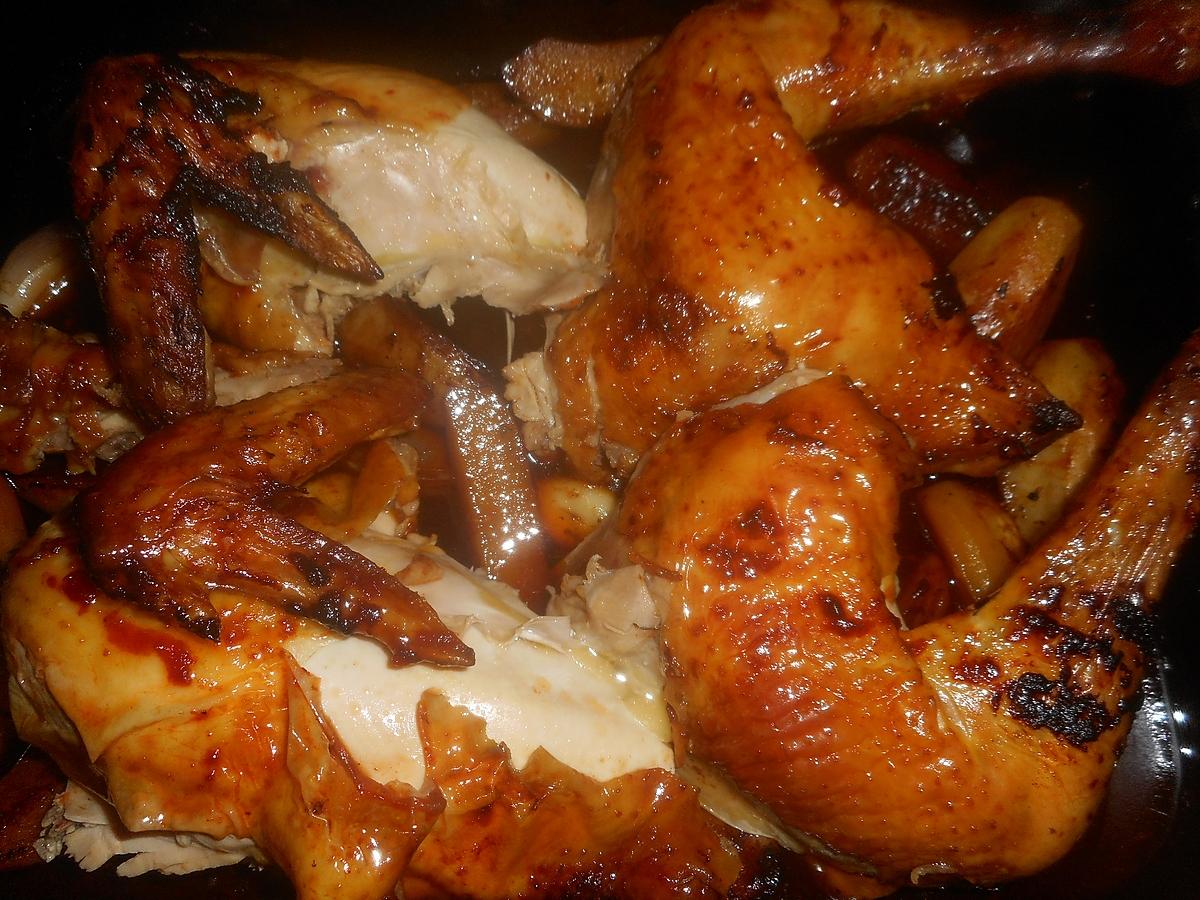 recette Poulet roti au paprika fumé et pommes de terre amandine