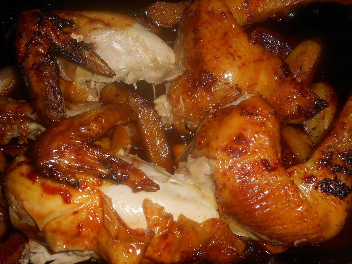 recette Poulet roti au paprika fumé et pommes de terre amandine