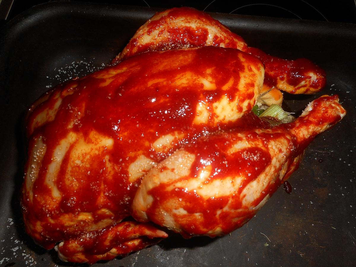 recette Poulet roti au paprika fumé et pommes de terre amandine