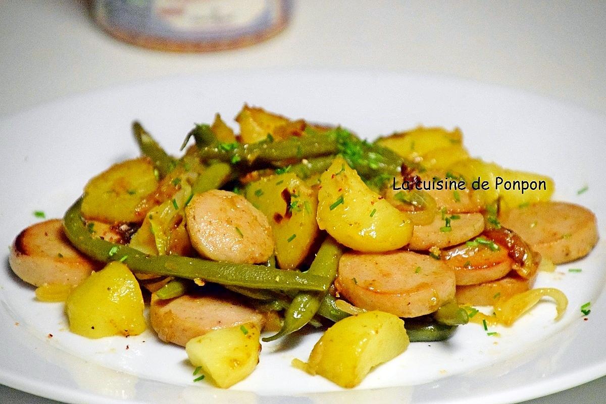 recette Poêlée de pommes de terre, haricots et boudin de Rethel