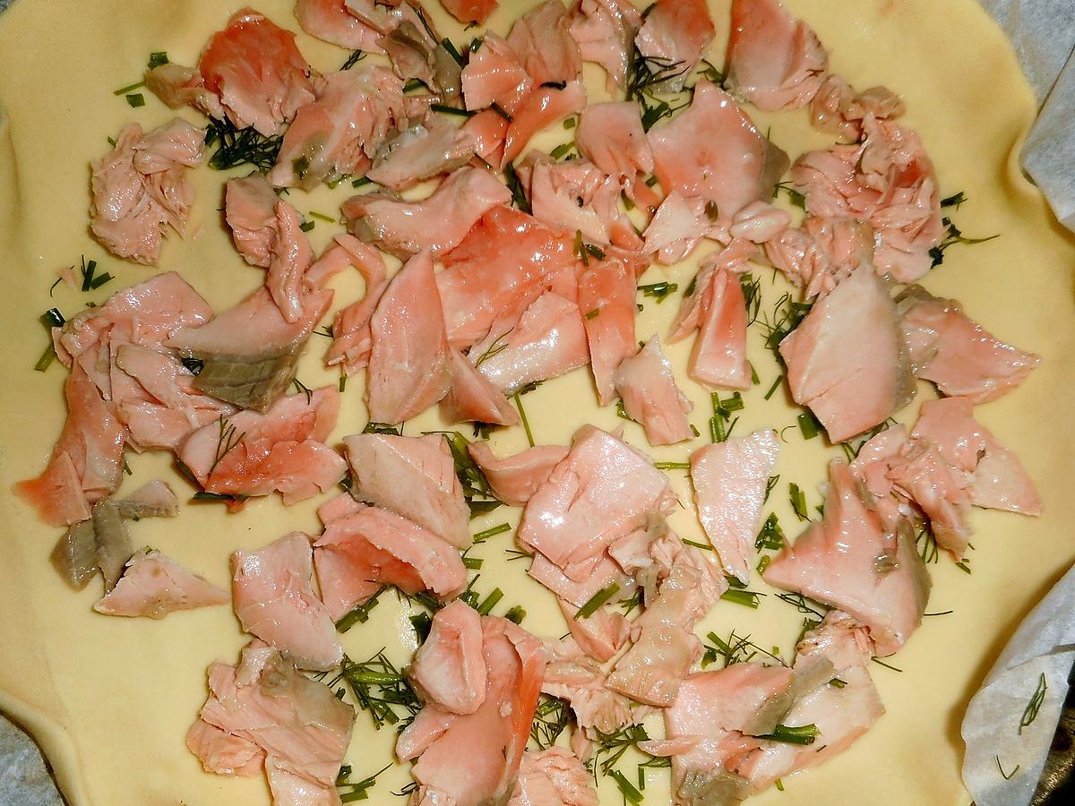 recette Quiche au saumon,aux herbes et buche de chevre