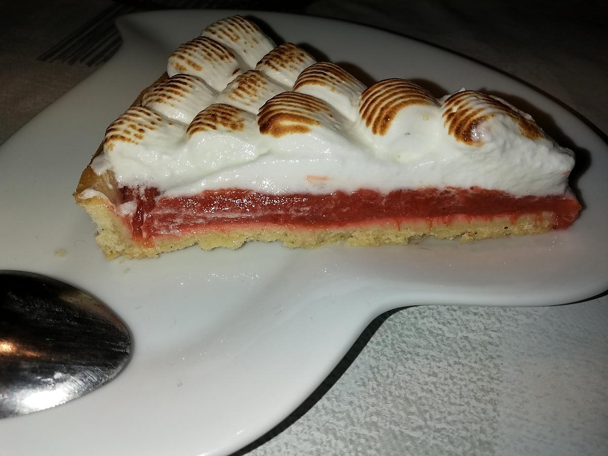 recette Tarte rhubarbe et fraise meringuée au thermomix