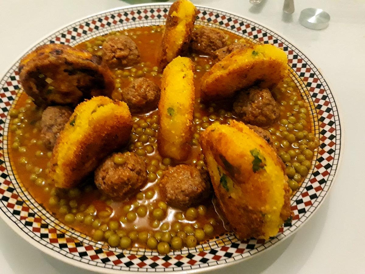 recette TAJINE DE BOULETTES AUX PETITS POIS