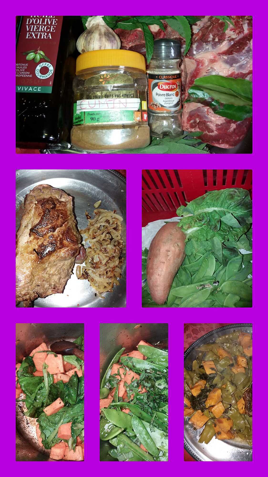 Recette d'Agneau pois gourmands patate douce