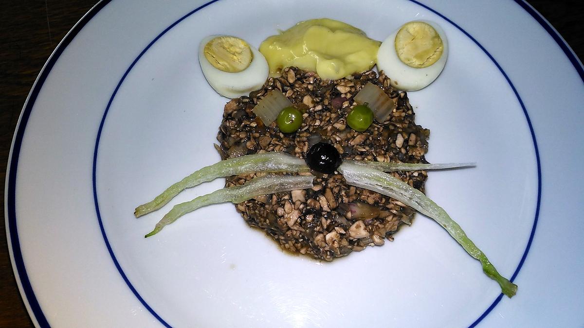 recette TARTARE DE CHAMPIGNONS DEGUISE EN CHAT