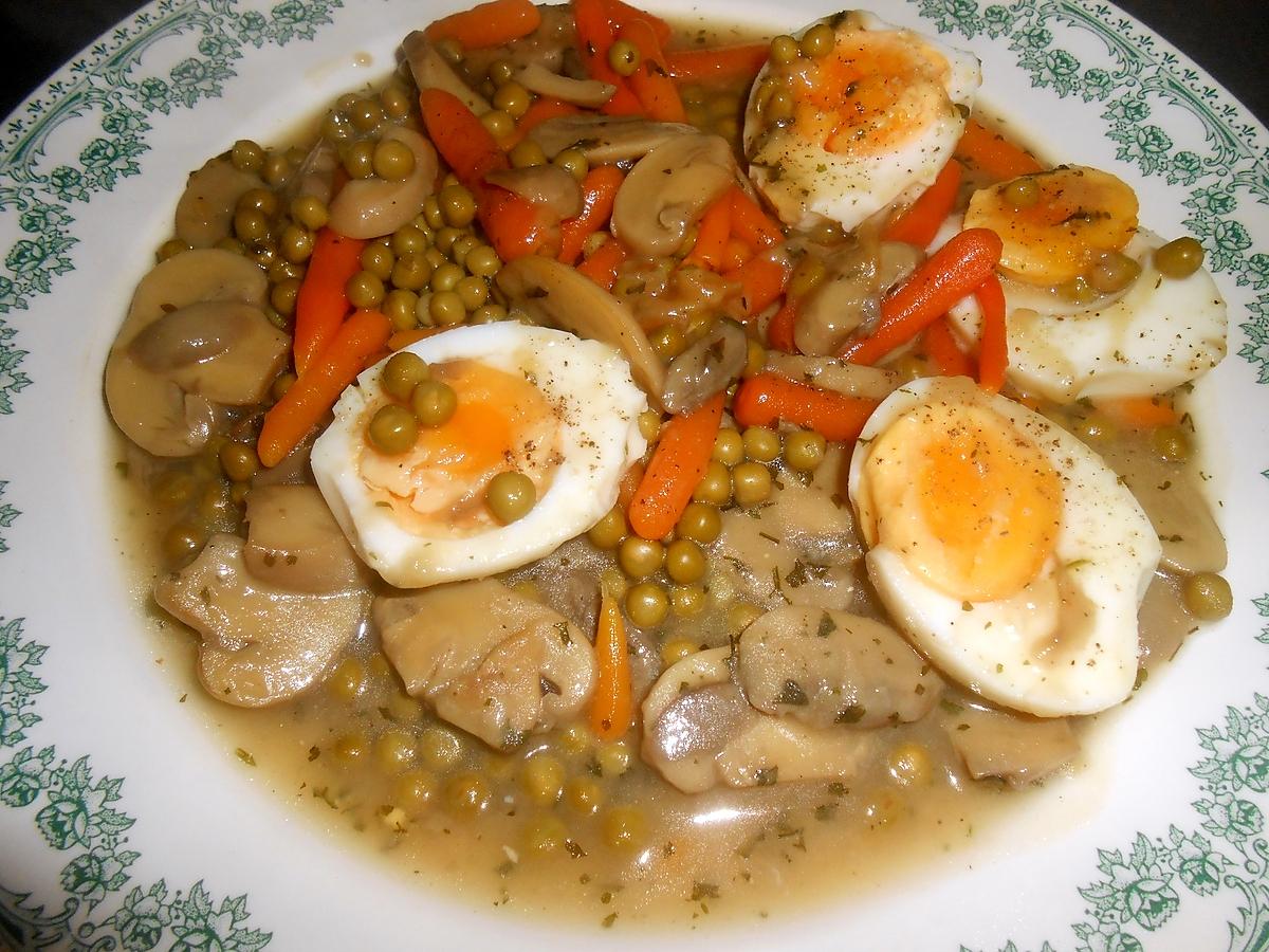 recette OEUFS DURS SAUCE MADERE CHAMPIGNONS