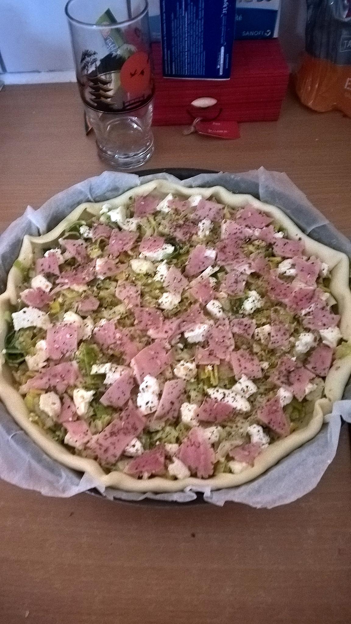 recette quiche poireaux, chèvre ,jambon