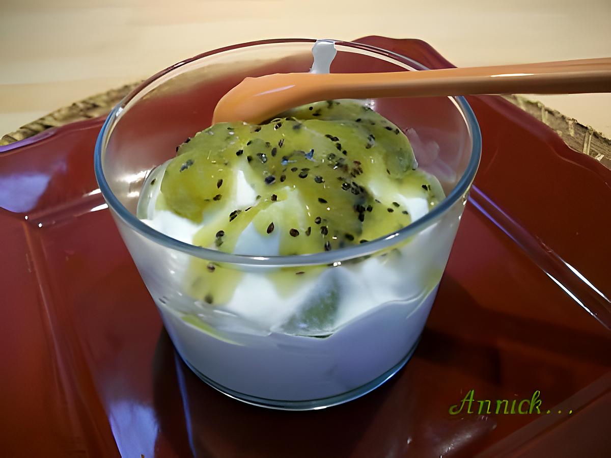 recette Mousse au chocolat blanc & kiwis