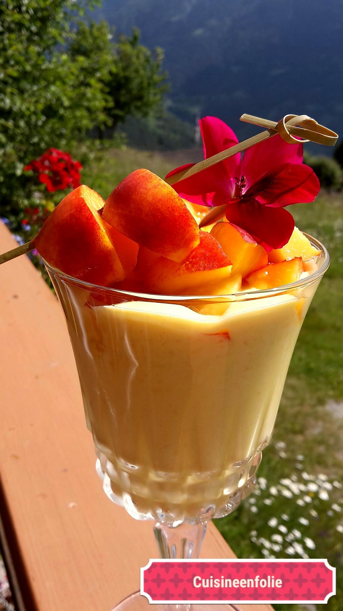 recette Mousse mangue et pêche au lait concentré , un dessert en 10min!