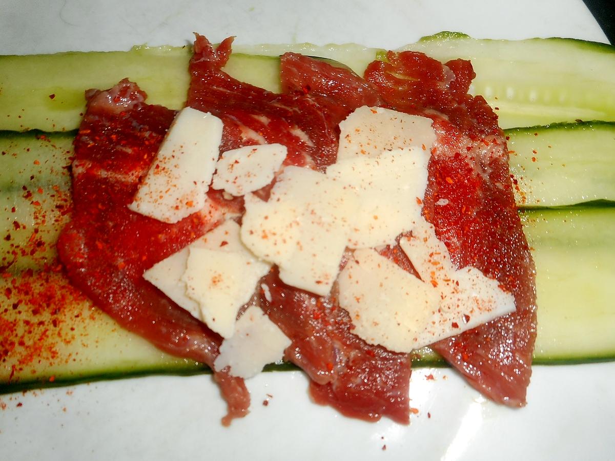 recette Roulades de concombre en carpaccio