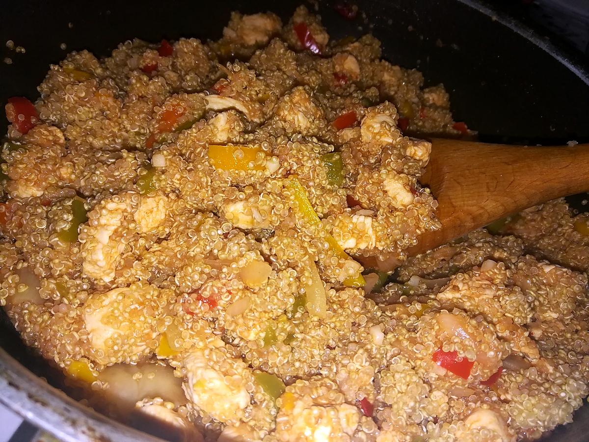 recette Quinoa a la tomate, poivrons et dinde