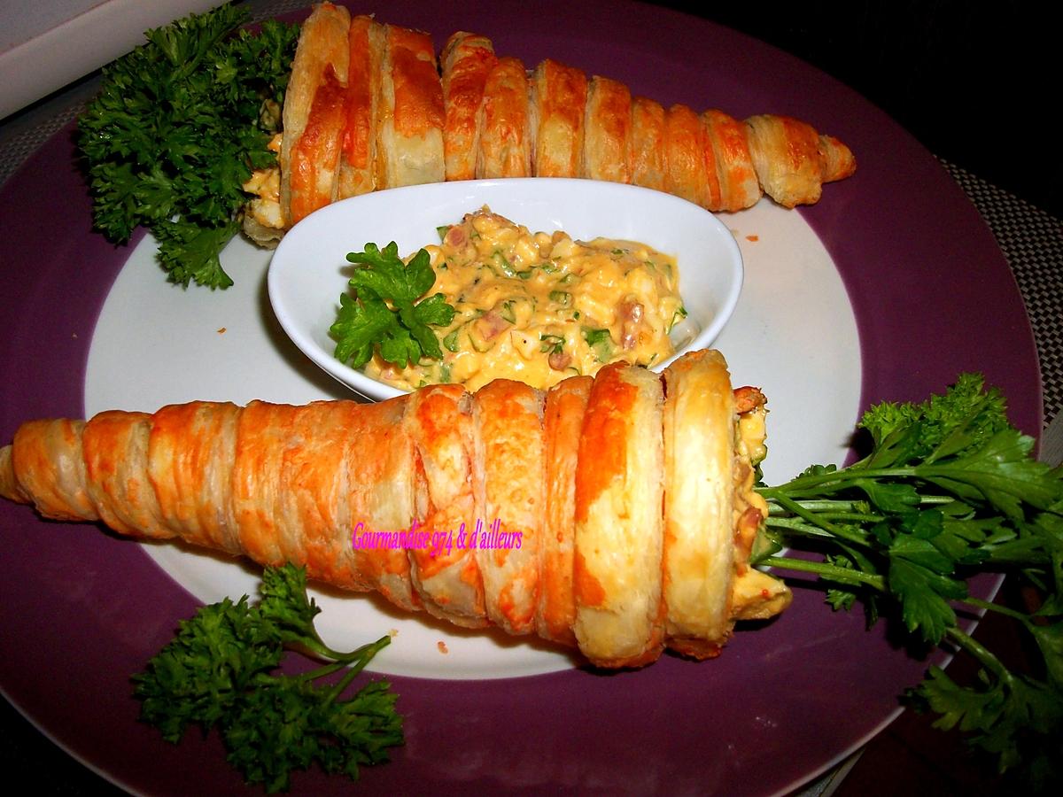 recette CORNETS FEUILLETÉS aux œufs mimosas au jambon