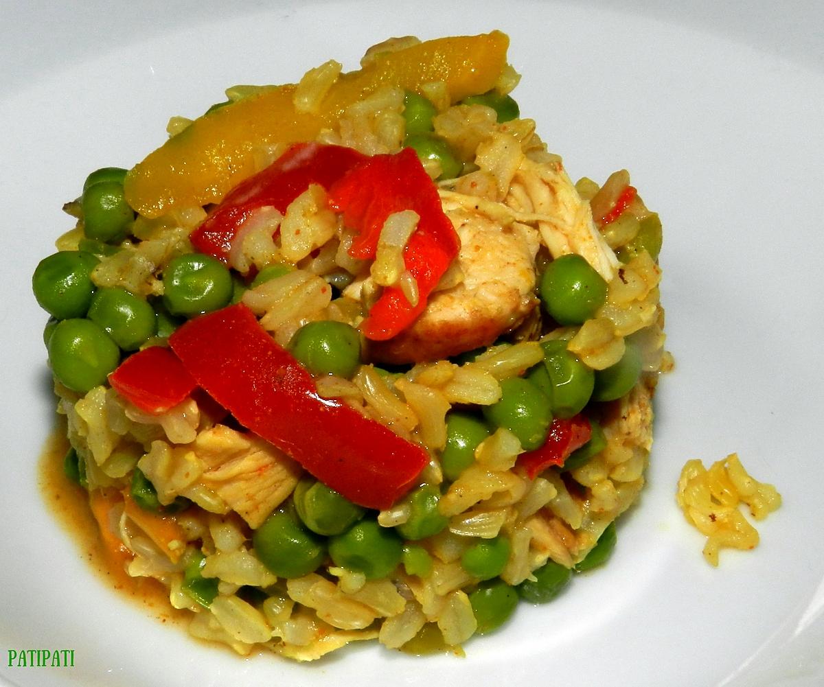 recette Plat de riz au poulet et ses légumes
