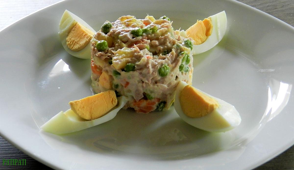 recette Salade de thon et sa corolle d'oeuf