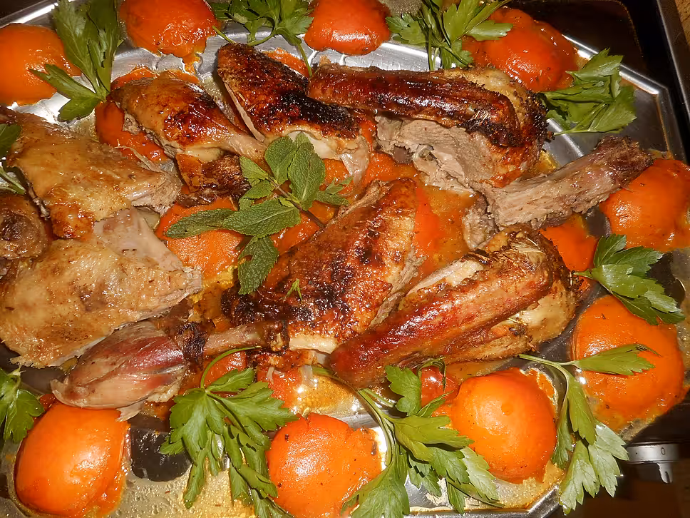 recette Canette rotie aux abricots