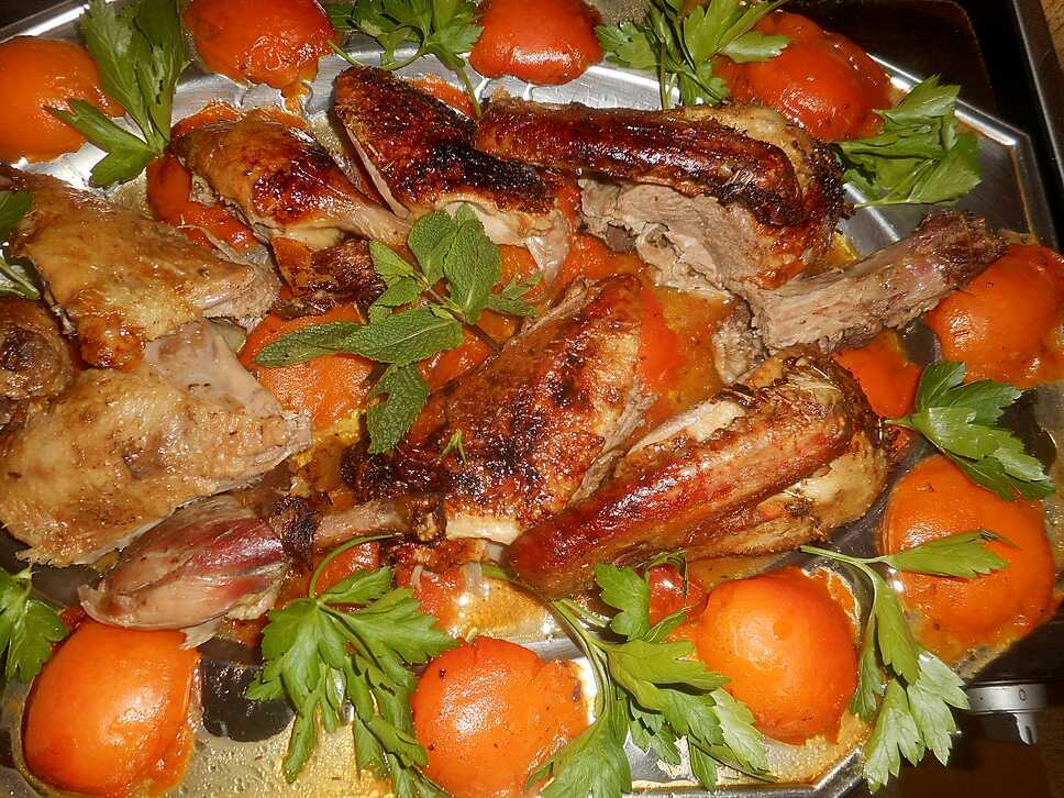 recette Canette rotie aux abricots
