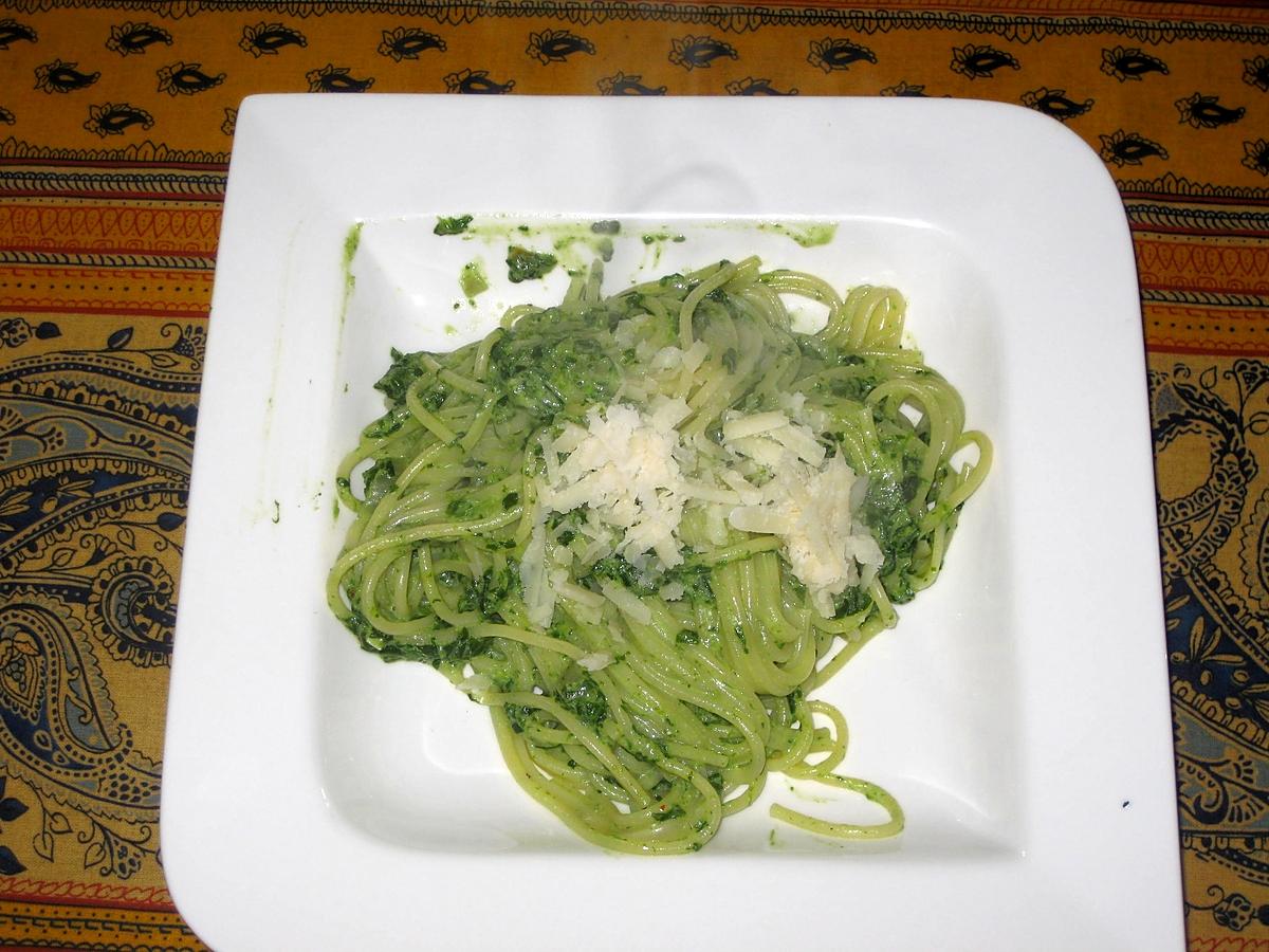 recette Spaghettis à la crème d'épinards et ricotta